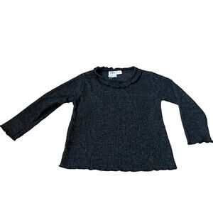 Zara Soft Ribbed Ruffle Neck Top